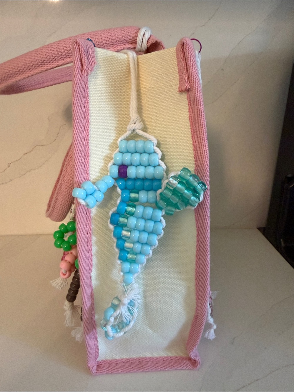 Beaded Seahorse Tote Bag Charm